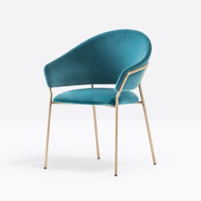 Jazz Chair (1x Ex Showroom, Blue Velvet uphosltery, Gold Frame)
