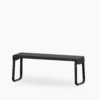 Aluminium outdoor bench with slatted seat and rust‑proof frame.
