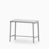 Aluminium outdoor bar table with slatted seat and rust‑proof frame.