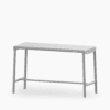 Aluminium outdoor bar table with slatted seat and rust‑proof frame.