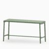Aluminium outdoor bar table with slatted seat and rust‑proof frame.