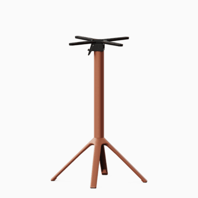 All‑aluminium dining table base with foldable top mechanism.