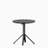 All‑aluminium foldable dining table with slatted top and integrated carry features.