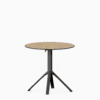 All‑aluminium dining table with compact‑laminate top and foldable slatted surface.