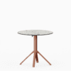 All‑aluminium dining table with compact‑laminate top and foldable slatted surface.