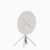 All‑aluminium foldable dining table with slatted top and integrated carry features.