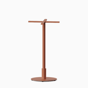 Round metal pedestal bar base in textured aluminium finish.