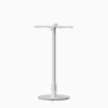 Round metal pedestal bar base in textured aluminium finish.