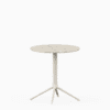 Round table with terrazzo top and cast aluminium base.