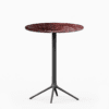 Round table with marble top and cast aluminium base.