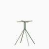 A four-legged stainless steel outdoor table base.