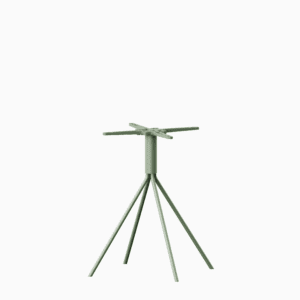 A four-legged stainless steel outdoor table base.