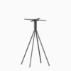 A four-legged stainless steel outdoor bar table base.