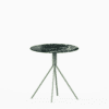 Round marble dining table with aluminium base.