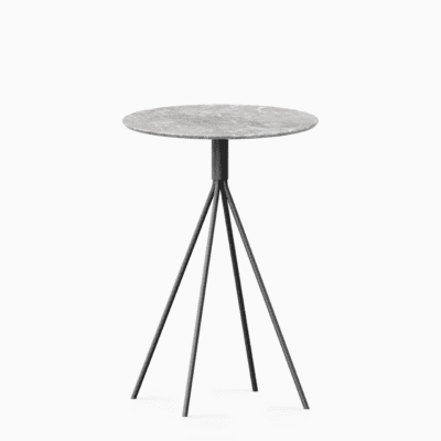 Round marble bar table with aluminium base.