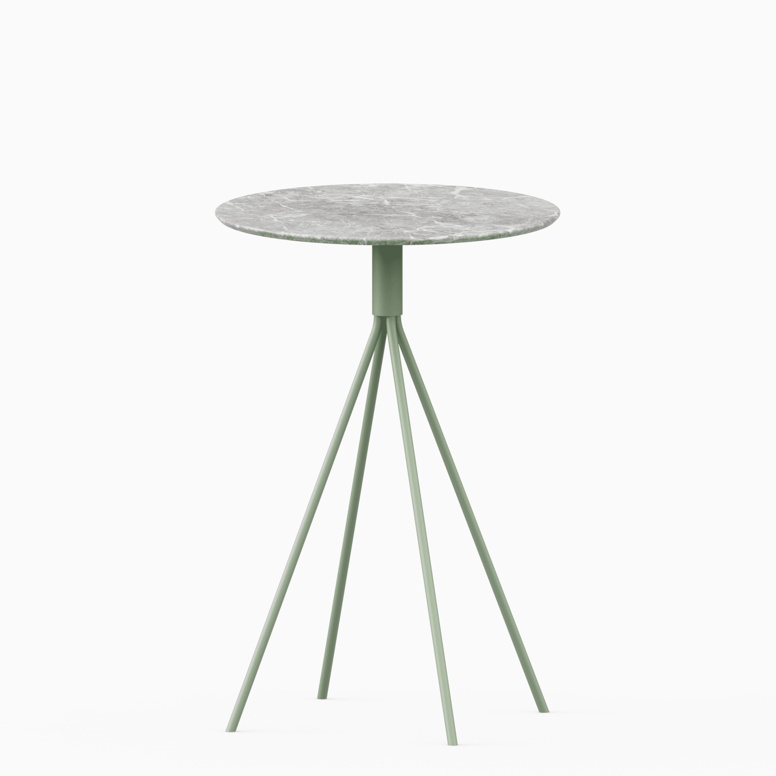 Round marble bar table with aluminium base.