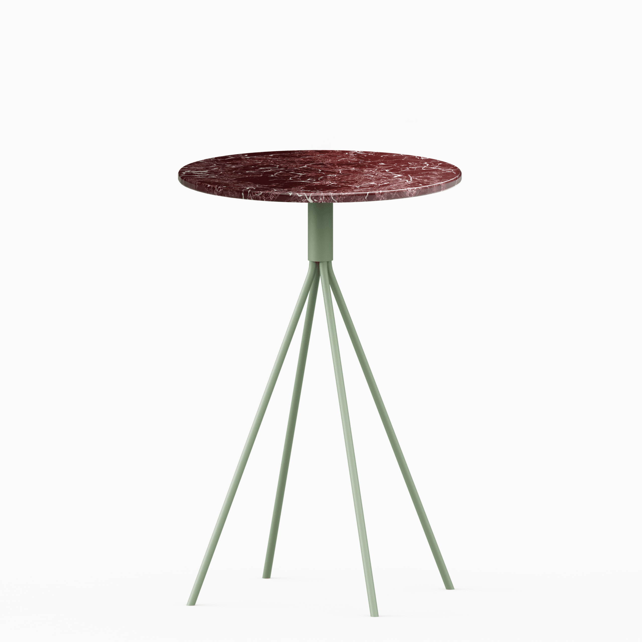 Round marble bar table with aluminium base.