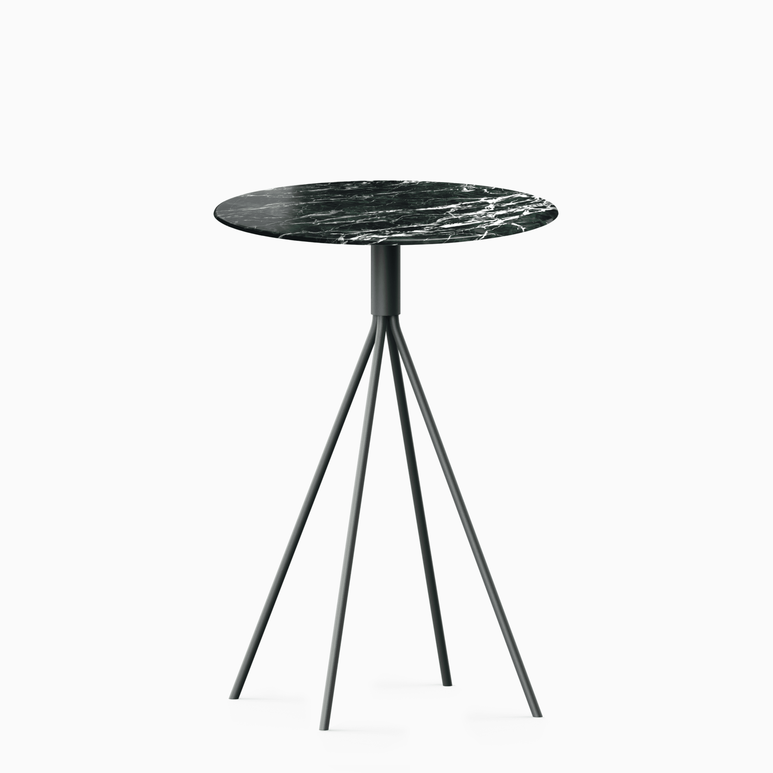 Round marble bar table with aluminium base.